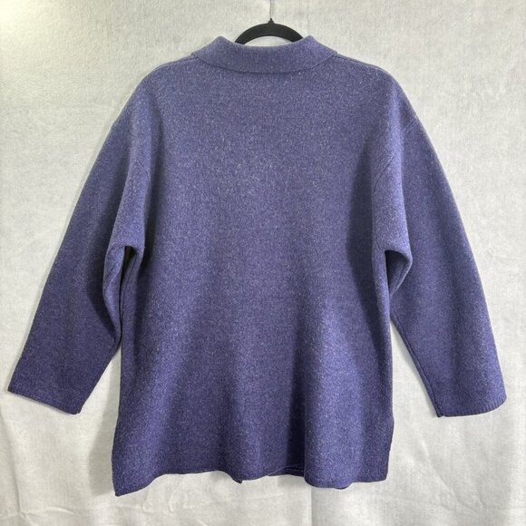 NEWTON TRADING Women Lambswool Sweater Sz 1X Blue Button Front Pockets 22-6 - Picture 3 of 12
